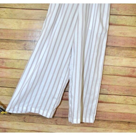 En Creme Ladies S Crop Wide Leg Striped Jumpsuit Romper Sleeveless Embroidered - Picture 4 of 11